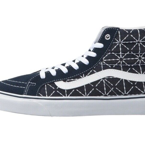 VANS Sk8 Hi Slim (Quilted Denim) Dress Blues Zephyr White Womens Sneakers - Picture 4 of 5